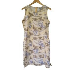 Columbia Sleeveless Tropical Print Tank Dress Yellow Blue Women Size M Summer